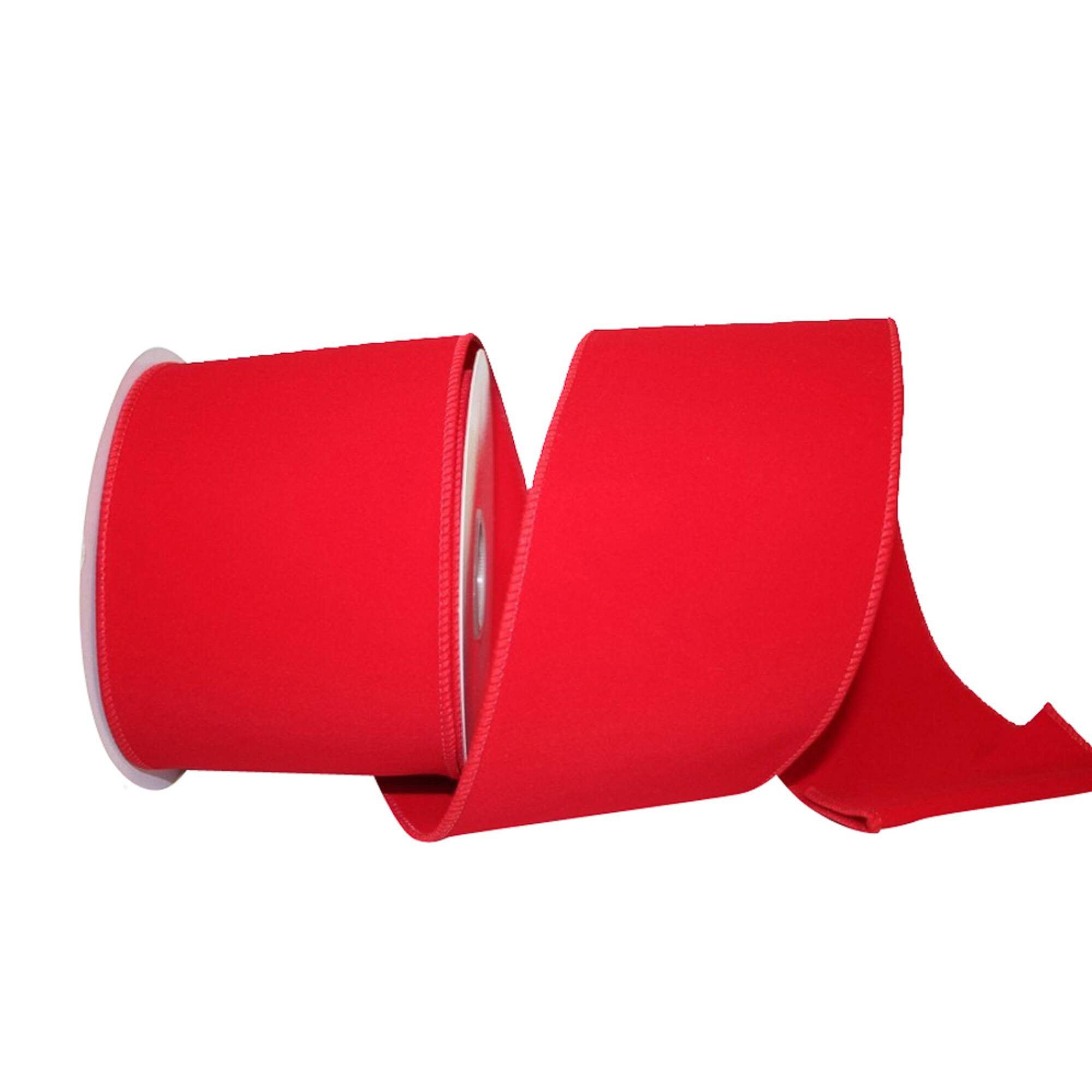JAM Paper 4" x 10yd. Red Wired Velvet Two-Sided Ribbon